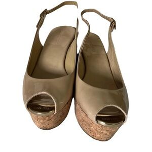 Jimmy Choo Beige Peep-Toe Wedges
